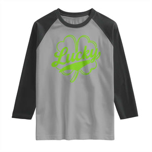 Vintage Lucky Shamrock Raglan Shirt Irish St Patricks Day TS10 Sport Gray Black Print Your Wear