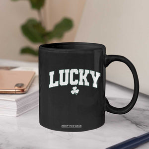 Retro Lucky Coffee Mug St Patricks Day Irish Shamrock Varsity TS10 Print Your Wear
