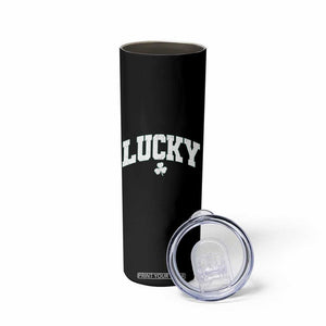 Retro Lucky Skinny Tumbler St Patricks Day Irish Shamrock Varsity TS10 Print Your Wear