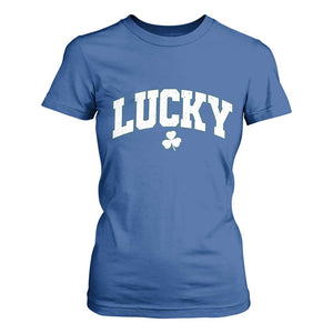 Retro Lucky T Shirt For Women St Patricks Day Irish Shamrock Varsity TS10 Royal Blue Print Your Wear