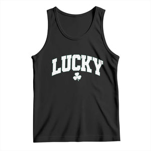 Retro Lucky Tank Top St Patricks Day Irish Shamrock Varsity TS10 Black Print Your Wear