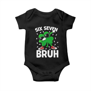 Funny Irish St Patricks Day Shamrock 67 Meme Baby Onesie Six Seven Bruh Gen Alpha Slang TS10 Black Print Your Wear