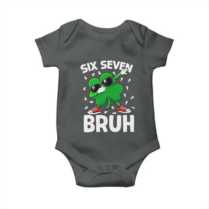 Funny Irish St Patricks Day Shamrock 67 Meme Baby Onesie Six Seven Bruh Gen Alpha Slang TS10 Dark Heather Print Your Wear