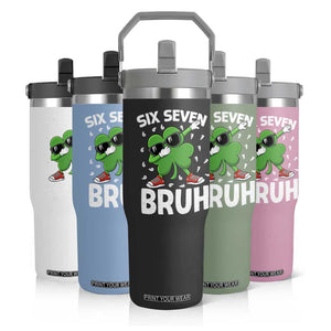 Funny Irish St Patricks Day Shamrock 67 Meme Flip Straw Tumbler Six Seven Bruh Gen Alpha Slang TS10 Print Your Wear