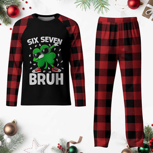 Funny Irish St Patricks Day Shamrock 67 Meme Plaid Pajama Set Six Seven Bruh Gen Alpha Slang TS10 Buffalo Plaid Print Your Wear