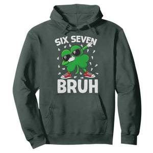 Funny Irish St Patricks Day Shamrock 67 Meme Hoodie Six Seven Bruh Gen Alpha Slang TS10 Dark Forest Green Print Your Wear