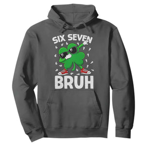 Funny Irish St Patricks Day Shamrock 67 Meme Hoodie Six Seven Bruh Gen Alpha Slang TS10 Dark Heather Print Your Wear