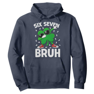 Funny Irish St Patricks Day Shamrock 67 Meme Hoodie Six Seven Bruh Gen Alpha Slang TS10 Navy Print Your Wear