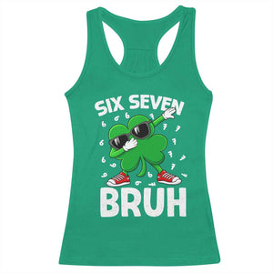 Funny Irish St Patricks Day Shamrock 67 Meme Racerback Tank Top Six Seven Bruh Gen Alpha Slang TS10 Irish Green Print Your Wear