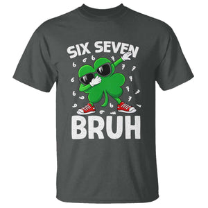 Funny Irish St Patricks Day Shamrock 67 Meme T Shirt Six Seven Bruh Gen Alpha Slang TS10 Dark Heather Print Your Wear