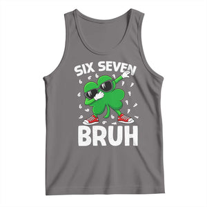 Funny Irish St Patricks Day Shamrock 67 Meme Tank Top Six Seven Bruh Gen Alpha Slang TS10 Deep Heather Print Your Wear