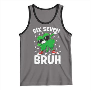 Funny Irish St Patricks Day Shamrock 67 Meme Tank Top Six Seven Bruh Gen Alpha Slang TS10 Deep Heather Black Print Your Wear