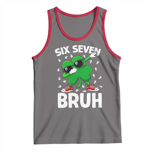 Funny Irish St Patricks Day Shamrock 67 Meme Tank Top Six Seven Bruh Gen Alpha Slang TS10 Deep Heather Red Print Your Wear