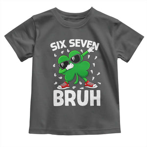 Funny Irish St Patricks Day Shamrock 67 Meme Toddler T Shirt Six Seven Bruh Gen Alpha Slang TS10 Dark Heather Print Your Wear