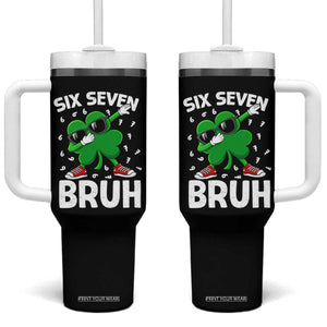 Funny Irish St Patricks Day Shamrock 67 Meme Tumbler With Handle Six Seven Bruh Gen Alpha Slang TS10 One Size: 40 oz Black Print Your Wear