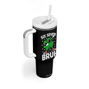 Funny Irish St Patricks Day Shamrock 67 Meme Tumbler With Handle Six Seven Bruh Gen Alpha Slang TS10 Print Your Wear