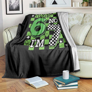 I Was 6 Now I'm 7 Throw Blanket Funny 7th 67 Birthday Meme Lucky Shamrock Checkered TS10 Print Your Wear