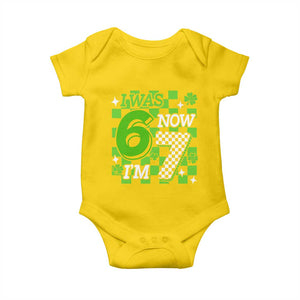 I Was 6 Now I'm 7 Baby Onesie Funny 7th 67 Birthday Meme Lucky Shamrock Checkered TS10 Daisy Print Your Wear