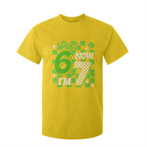 I Was 6 Now I'm 7 T Shirt For Kid Funny 7th 67 Birthday Meme Lucky Shamrock Checkered TS10 Daisy Print Your Wear