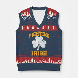 Vintage Fighting Irish V-Neck Knit Sweater Vest Retro History Gold Shamrock TS10 Navy Red Print Your Wear