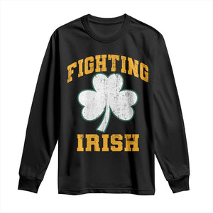 Vintage Fighting Irish Long Sleeve Shirt Retro History Gold Shamrock TS10 Black Print Your Wear