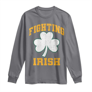 Vintage Fighting Irish Long Sleeve Shirt Retro History Gold Shamrock TS10 Charcoal Print Your Wear
