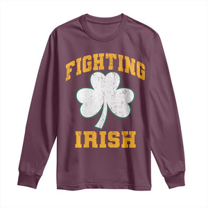 Vintage Fighting Irish Long Sleeve Shirt Retro History Gold Shamrock TS10 Maroon Print Your Wear