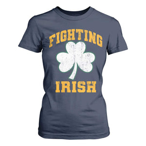 Vintage Fighting Irish T Shirt For Women Retro History Gold Shamrock TS10 Navy Print Your Wear