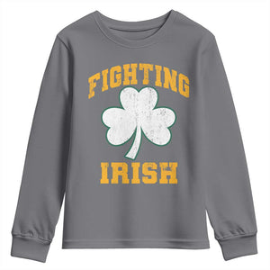 Vintage Fighting Irish Youth Sweatshirt Retro History Gold Shamrock TS10 Charcoal Print Your Wear