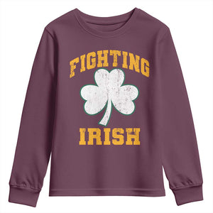 Vintage Fighting Irish Youth Sweatshirt Retro History Gold Shamrock TS10 Maroon Print Your Wear