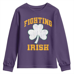 Vintage Fighting Irish Youth Sweatshirt Retro History Gold Shamrock TS10 Purple Print Your Wear