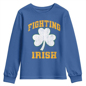 Vintage Fighting Irish Youth Sweatshirt Retro History Gold Shamrock TS10 Royal Blue Print Your Wear