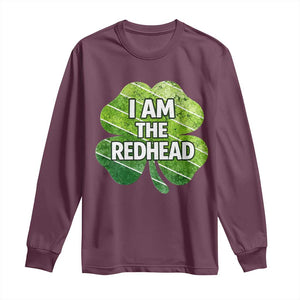Funny Irish St Patricks Day Im The Redhead Long Sleeve Shirt Retro Vintage Lucky Shamrock TS10 Maroon Print Your Wear