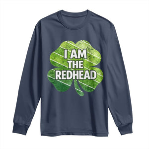 Funny Irish St Patricks Day Im The Redhead Long Sleeve Shirt Retro Vintage Lucky Shamrock TS10 Navy Print Your Wear