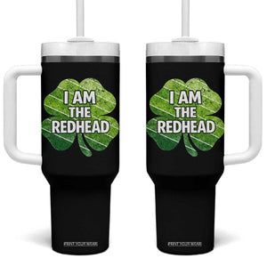 Funny Irish St Patricks Day Im The Redhead Tumbler With Handle Retro Vintage Lucky Shamrock TS10 One Size: 40 oz Black Print Your Wear