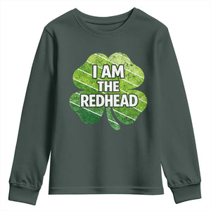 Funny Irish St Patricks Day Im The Redhead Youth Sweatshirt Retro Vintage Lucky Shamrock TS10 Dark Forest Green Print Your Wear