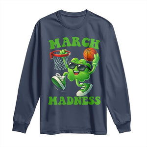 Basketball St Patricks Day Long Sleeve Shirt Mad Madness Irish Shamrock Playing Basketball Player Team Boys TS10 Navy Print Your Wear