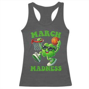 Basketball St Patricks Day Racerback Tank Top Mad Madness Irish Shamrock Playing Basketball Player Team Boys TS10 Dark Heather Print Your Wear