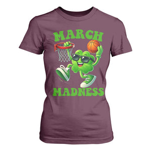 Basketball St Patricks Day T Shirt For Women Mad Madness Irish Shamrock Playing Basketball Player Team Boys TS10 Maroon Print Your Wear