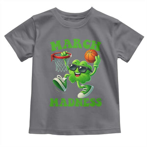 Basketball St Patricks Day Toddler T Shirt Mad Madness Irish Shamrock Playing Basketball Player Team Boys TS10 Charcoal Print Your Wear