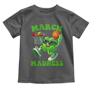 Basketball St Patricks Day Toddler T Shirt Mad Madness Irish Shamrock Playing Basketball Player Team Boys TS10 Dark Heather Print Your Wear