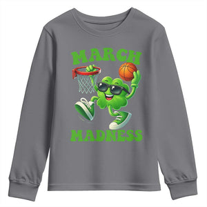 Basketball St Patricks Day Youth Sweatshirt Mad Madness Irish Shamrock Playing Basketball Player Team Boys TS10 Charcoal Print Your Wear