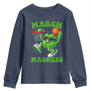 Basketball St Patricks Day Youth Sweatshirt Mad Madness Irish Shamrock Playing Basketball Player Team Boys TS10 Navy Print Your Wear