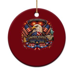 250 Years Of Freedom America Ceramic Ornament USA Independence 250th Anniversary 1776 2026 Patriotic Eagle Flag TS10 1pc Red Print Your Wear