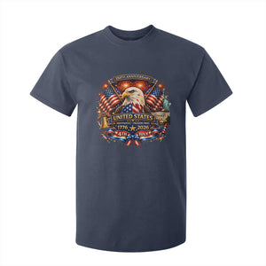 250 Years Of Freedom America T Shirt For Kid USA Independence 250th Anniversary 1776 2026 Patriotic Eagle Flag TS10 Navy Print Your Wear