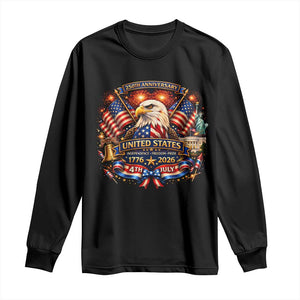 250 Years Of Freedom America Long Sleeve Shirt USA Independence 250th Anniversary 1776 2026 Patriotic Eagle Flag TS10 Black Print Your Wear