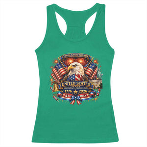 250 Years Of Freedom America Racerback Tank Top USA Independence 250th Anniversary 1776 2026 Patriotic Eagle Flag TS10 Irish Green Print Your Wear