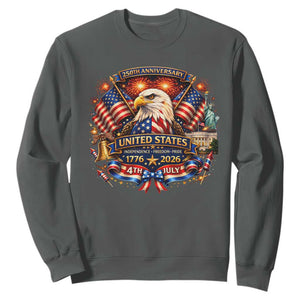 250 Years Of Freedom America Sweatshirt USA Independence 250th Anniversary 1776 2026 Patriotic Eagle Flag TS10 Dark Heather Print Your Wear