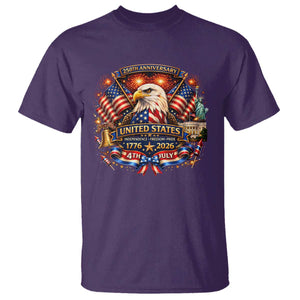 250 Years Of Freedom America T Shirt USA Independence 250th Anniversary 1776 2026 Patriotic Eagle Flag TS10 Purple Print Your Wear