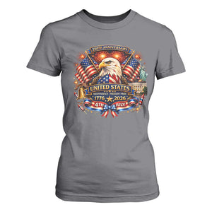 250 Years Of Freedom America T Shirt For Women USA Independence 250th Anniversary 1776 2026 Patriotic Eagle Flag TS10 Charcoal Print Your Wear